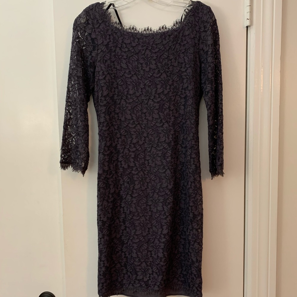 Diane von Furstenberg gray lace dress